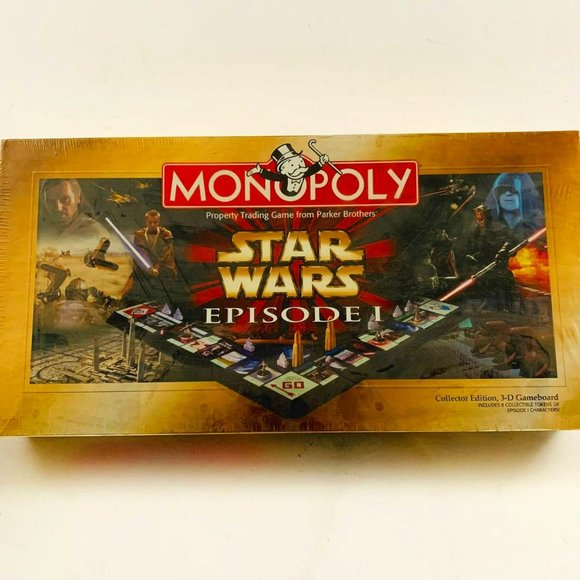 Vintage Monopoly Star Wars Episode 1 Collectors Edition 3D Gameboard 1999 Sealed - Picture 1 of 10